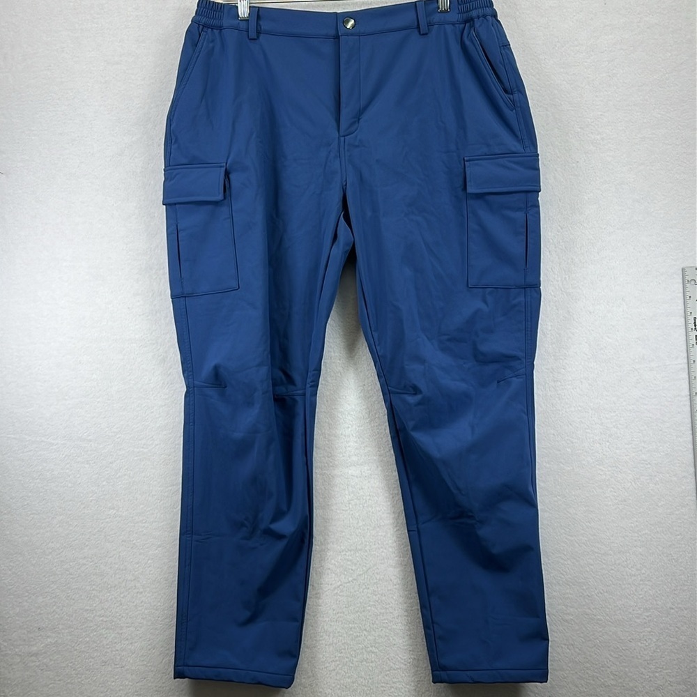 MagcoMsen Men’s Outdoor Cargo Pants Sz L Blue Flannel Lined 5 Pockets New W/Tags